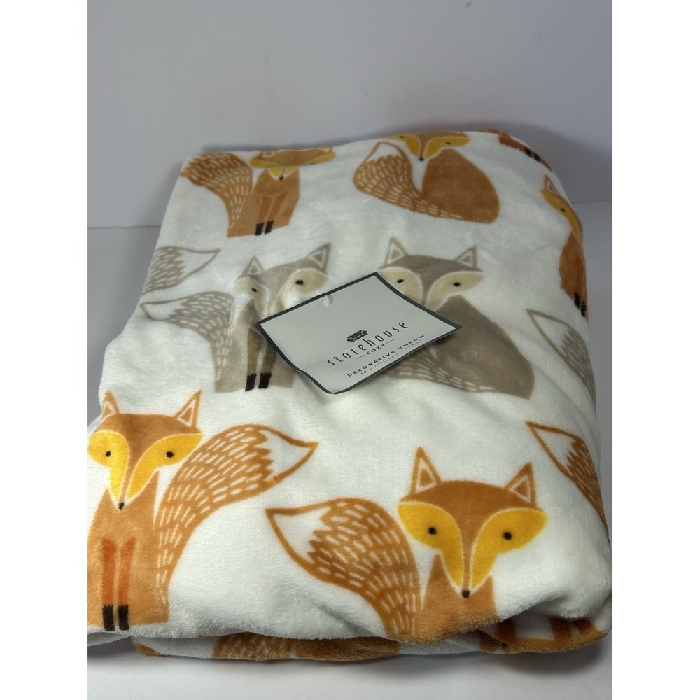 Storehouse Cozy Fox Throw Blanket Gift Super Soft Blanket 60"X70" Woodland Foxes